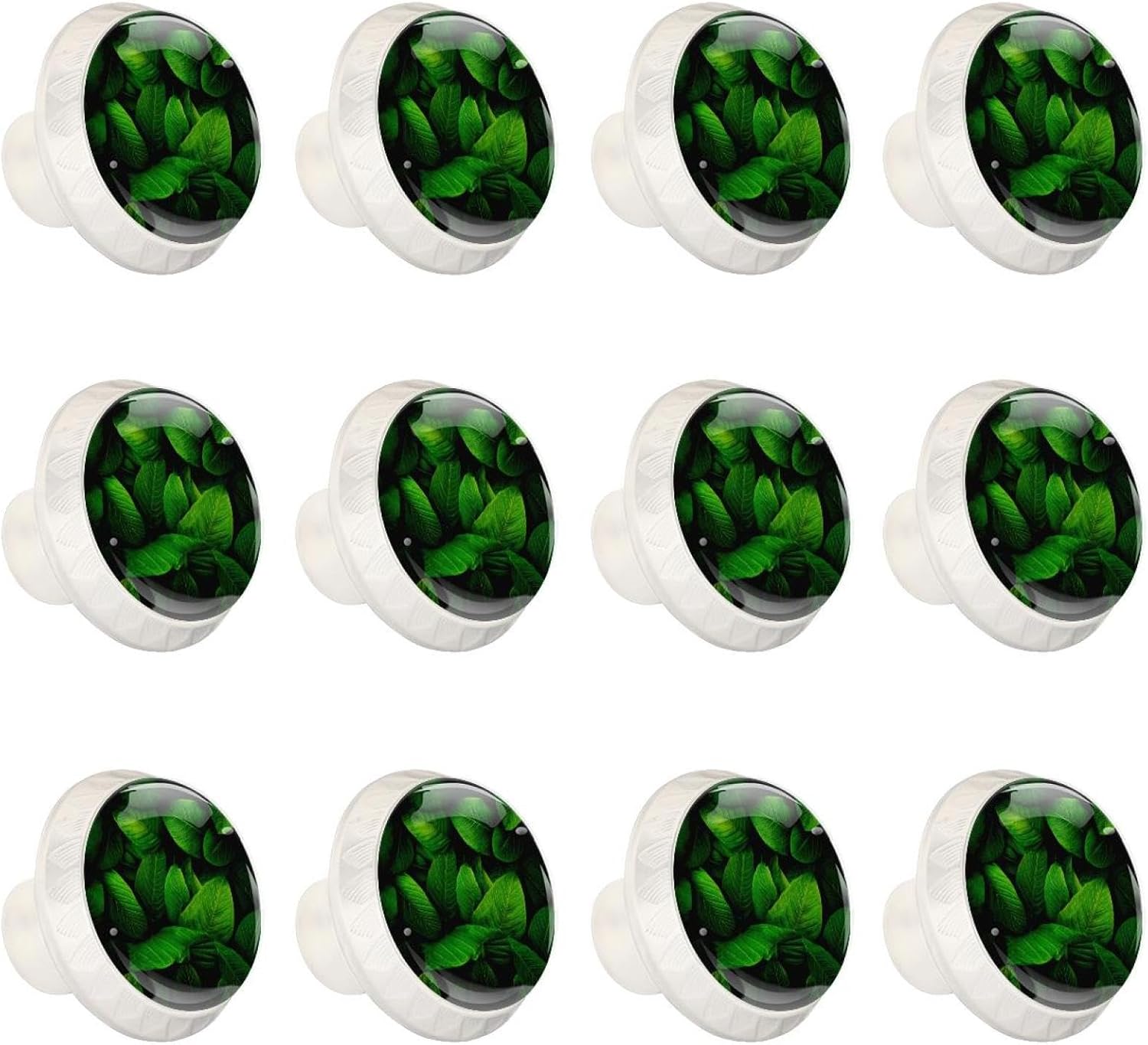 Black Green Leaves Pattern Drawer Knobs, Sturdy Furniture Knobs for Cupboard Wardrobe Dresser