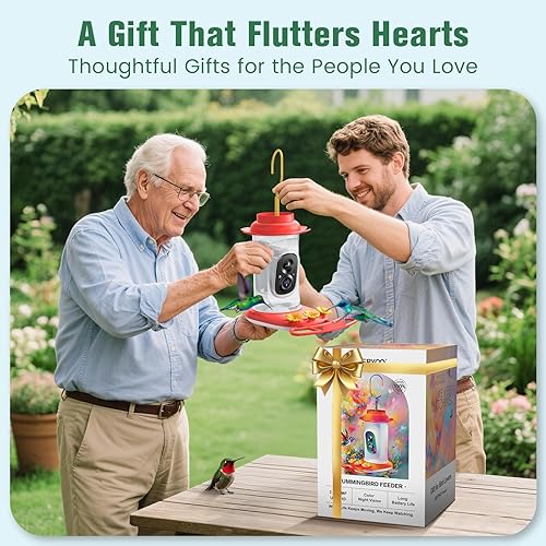 Miniatura 8 de Comedero inteligente para colibríes de 2.5 K con cámara, sin suscripción, vista en vivo, identificación AI con tarjeta de 32 GB, comederos