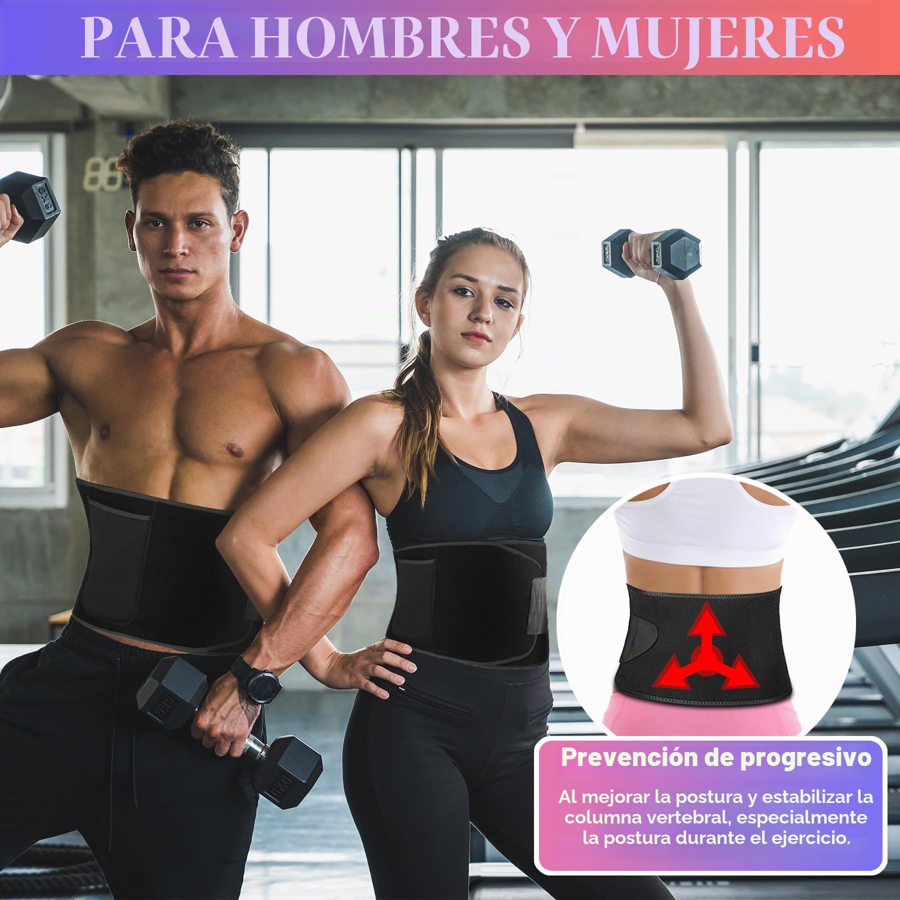 LUZOON Faja Reductora Mujer y Hombre, Fajas Reductoras Adelgazantes para Gimnasio de Neopreno, Cinturón Lumbar Abdominal para Fitness y Deporte