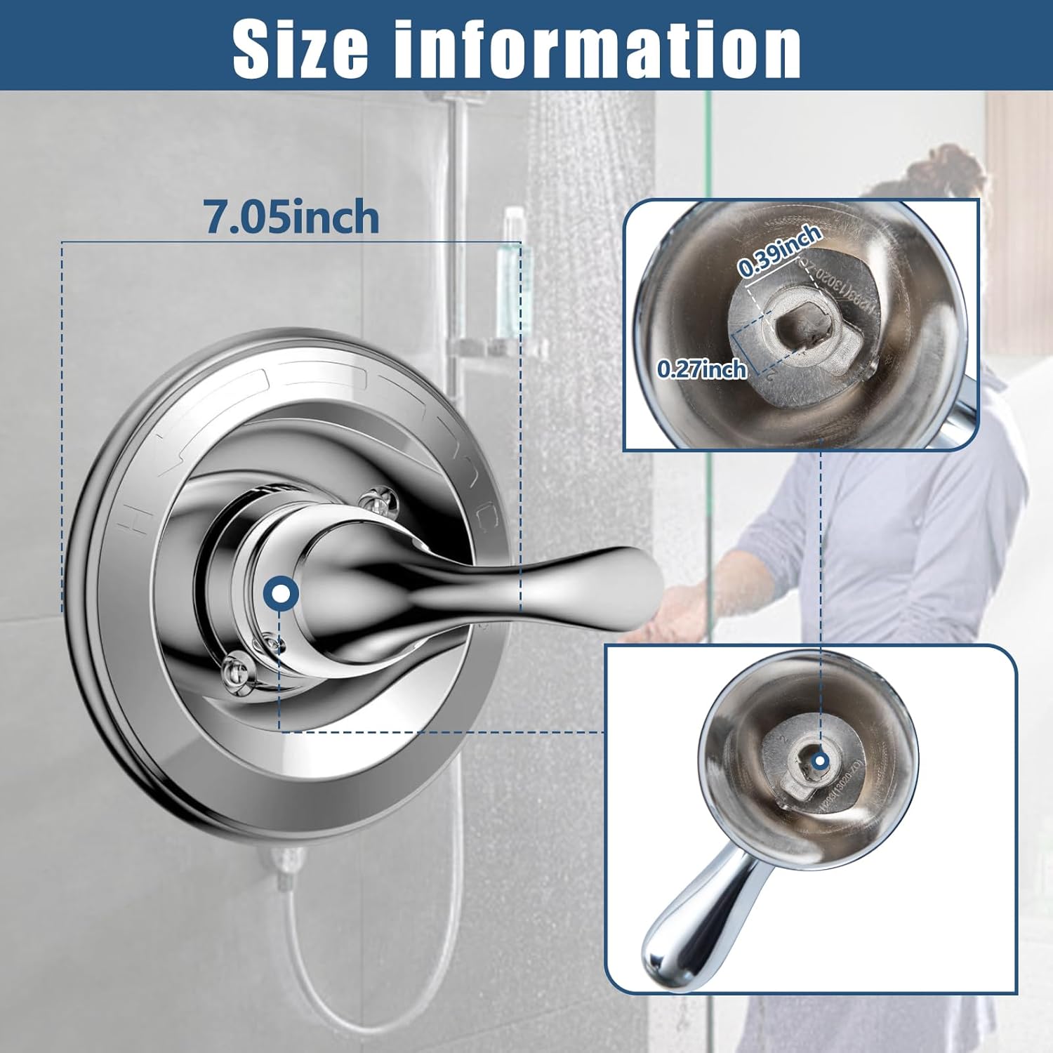 T13020 Chrome Shower Handle Replacement for Delta Classic 13 14 Series Single-Function Trim Kit, Compatible with Delta Shower Valve R10000 Series (RP46074 Cartridge Included)