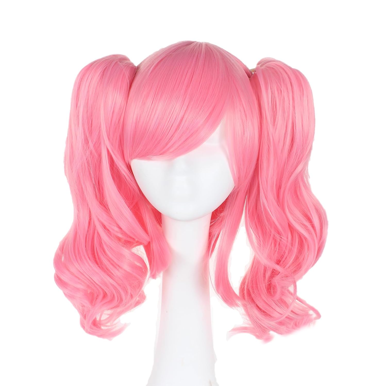 Pink Cosplay Wigs with Pigtails 17.7" Ponytail Wig for Costume Party Wigs Halloween (Pink)