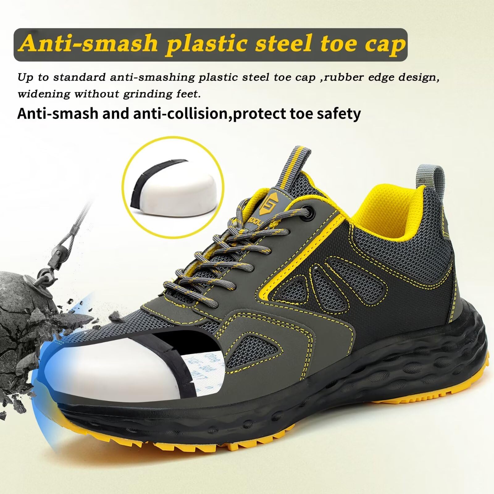 Scarpe Antinfortunistiche Uomo Donna Scarpe da Lavoro Leggero Comode Traspiranti Punta in Plastica Antiscivolo Cucina