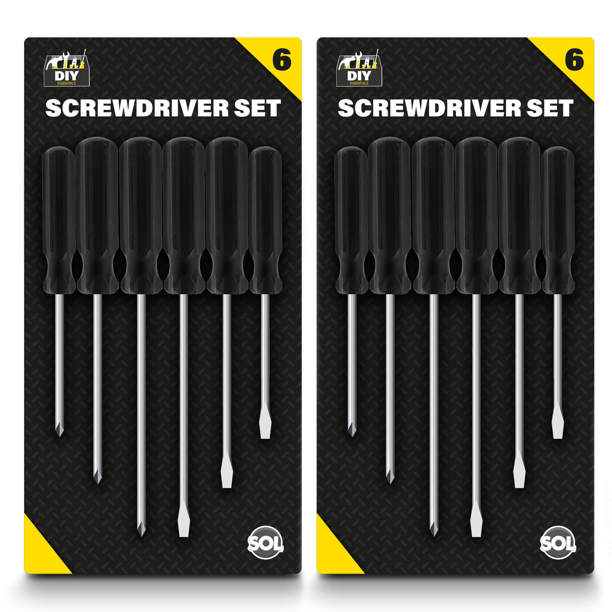 Sol Black 12Pk Phillips Screwdriver Set | 3.4Mm, 4.5Mm Non-Slip Grip Screwdrivers | Electrical Screwdriver Sets | Electricians Screwdriver Set Electrician Tools | Philips Screwdriver Screw Driver Set