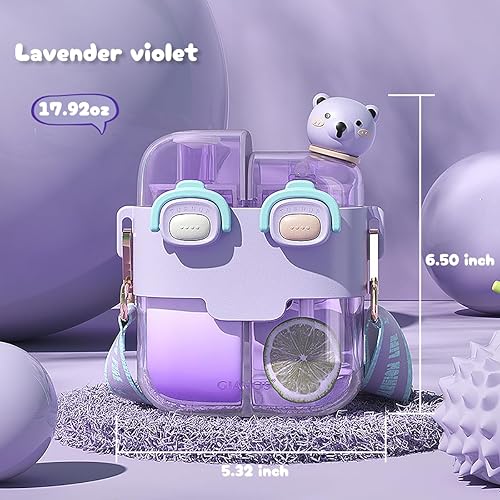 Miniatura 2 de Two Drink - Botella de agua para niños con pajilla, bonita estética, de gran capacidad, taza de dos capas para niñas, estudiantes, niños, escuela,