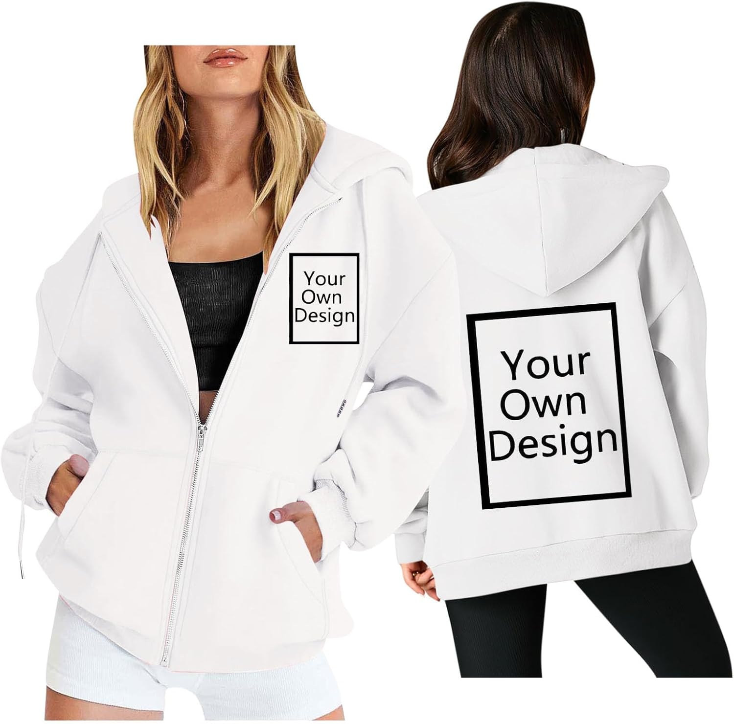 Custom Jackets Design Your Own Full Zipper Hooded Sweatshirt Custom Sweatshirt T Shirts Add Your Own Text or Picture