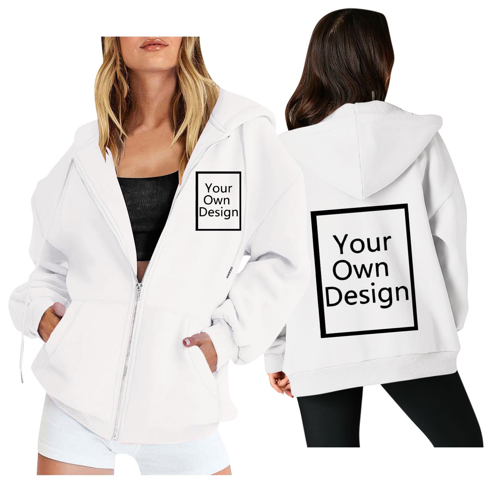 Custom Jackets Design Your Own Full Zipper Hooded Sweatshirt Custom Sweatshirt T Shirts Add Your Own Text or Picture