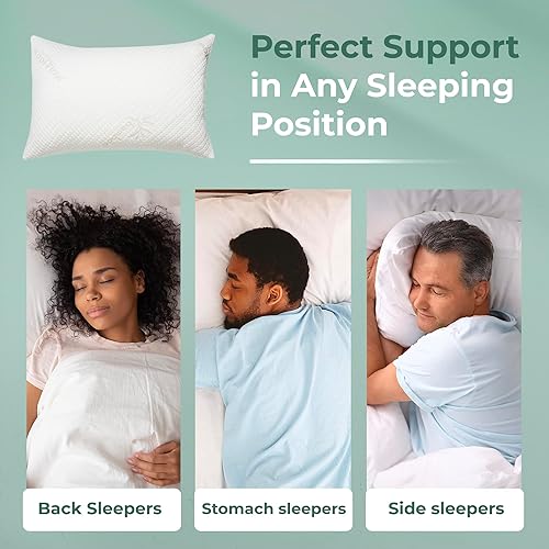 Miniatura 6 de Snuggle-Pedic Almohada de espuma viscoelástica triturada, las almohadas frescas originales para personas que duermen de lado, estómago y espalda -