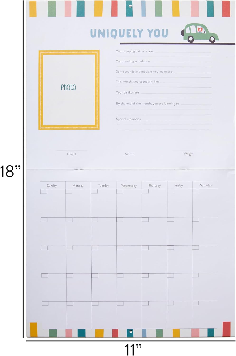 C.R. Gibson Always On the Go! Baby Milestone Calendar - Active Baby’s First Year, Milestone Memory Calendar