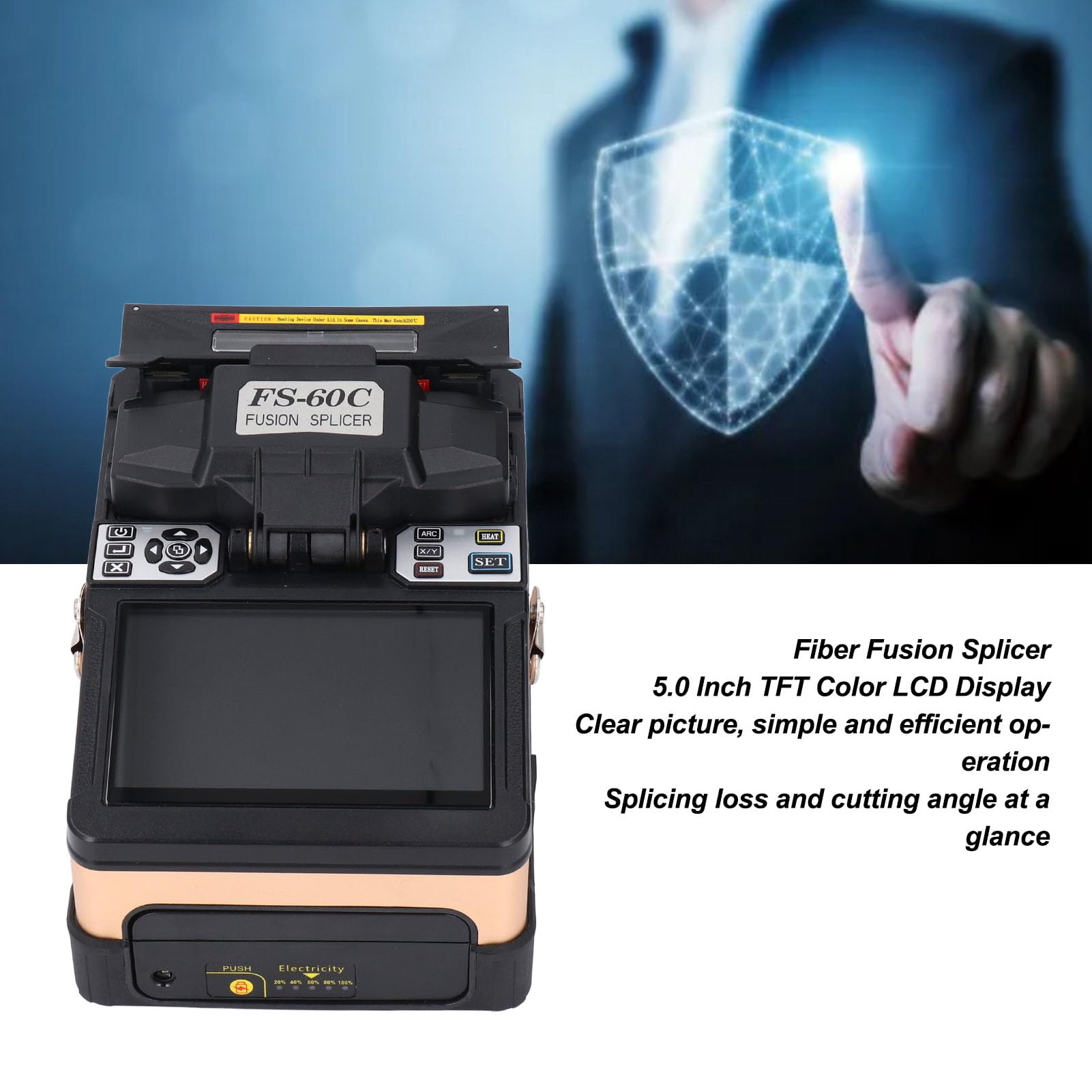 Giuntatrice Automatica per Cavi Ottici FTTH con Schermo LCD 5,0 Pollici per Fibra con Versatile compatibilità delle Fibre (Spina europea)