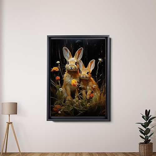 Miniatura 2 de Wild Animal Rabbit Wall Art Canvas Farmhouse Rabbit Theme Prints Decor For Home Bedroom Living Room Girl Room Classroom Library Dorm, Gift For