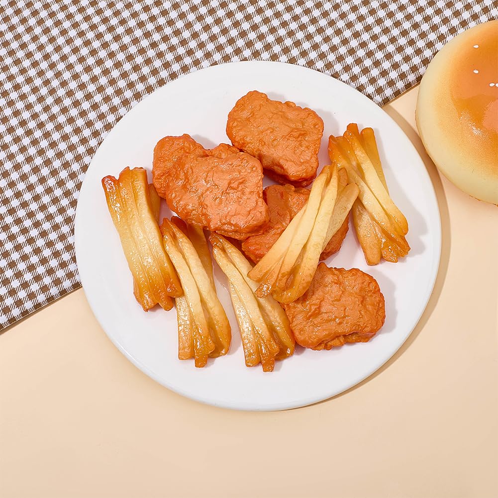 SUNNYCLUE 10 pièce de Faux Poulet Frit Artificiel Modèle de Frites Artificielles Nuggets de Poulet Frit en Plastique Fausses Frites Accessoire de Décoration pour la Maison la Cuisine les Fêtes et la P