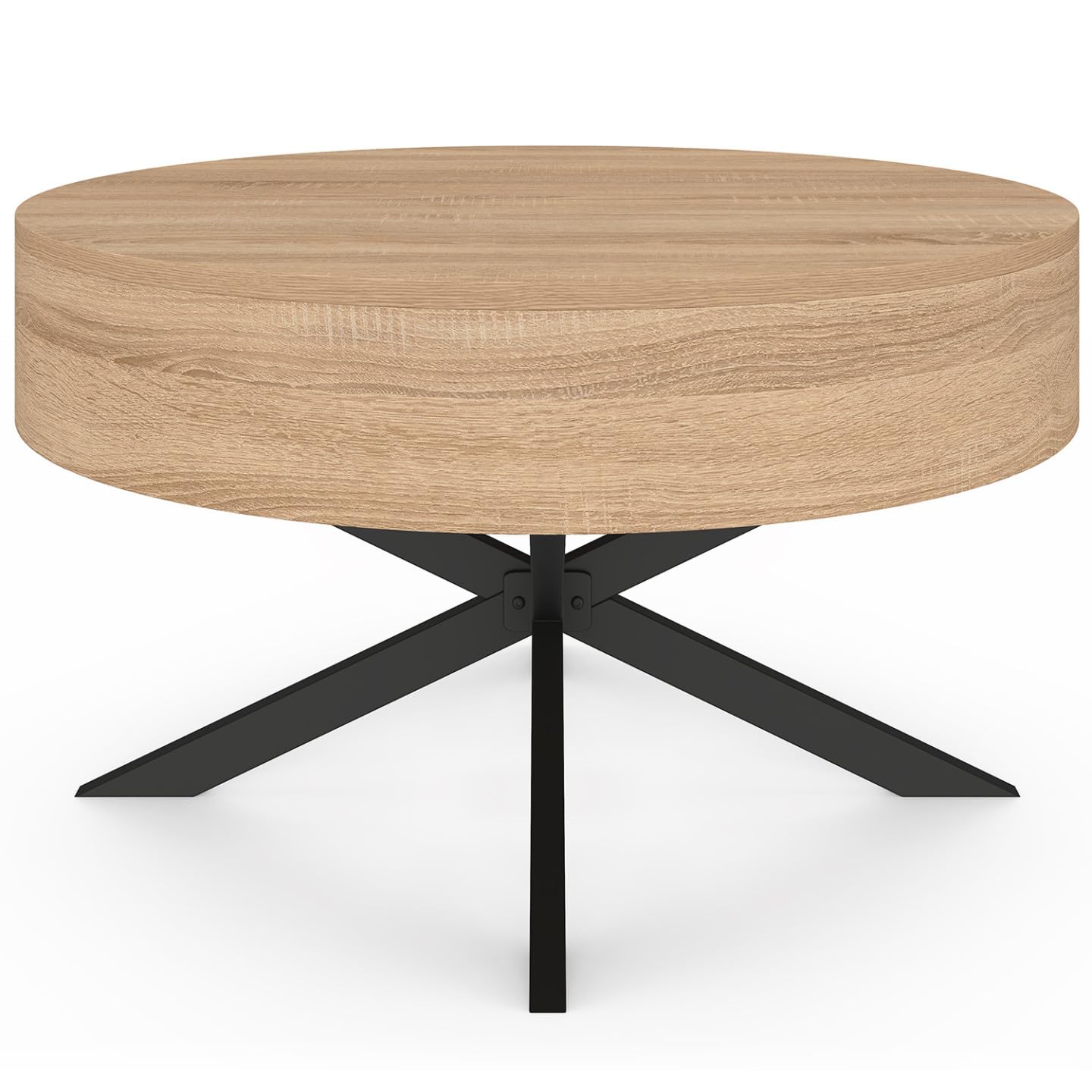 IDMarket - Couchtisch, klappbar, rund, Alix, Holz und Schwarz