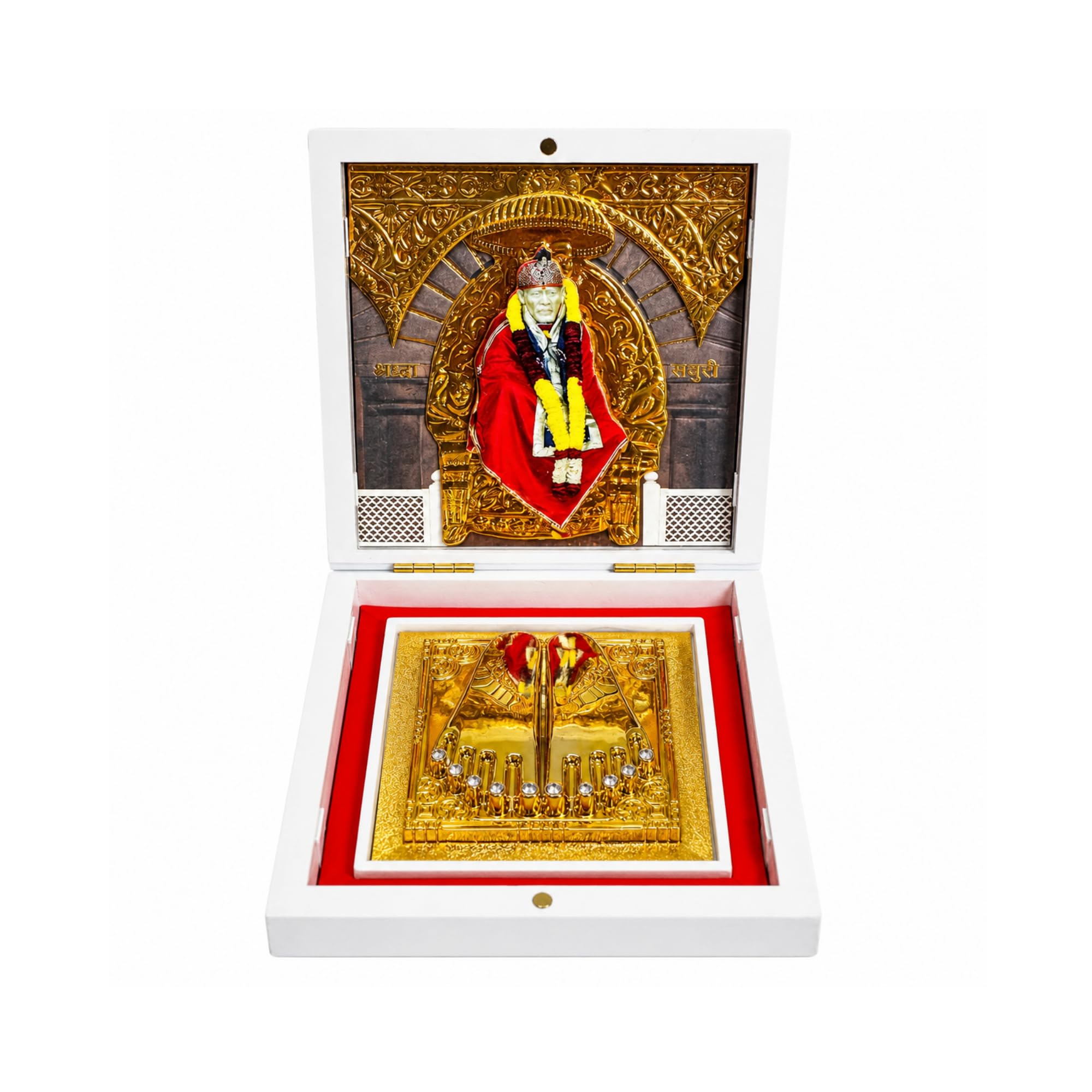 Shirdi Sai Baba Pooja Items Box for Home Temple | Premium Sai Baba Mandir Gift Set | Gold Plated Religious Box for Daily Puja & Festive Decor-image-13