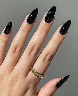 Artificial Nails: Glossy Black Solid Plain Color/Shape Long Stiletto (Set of 12 with nail glue, nail file, cuticle pusher, cleaning wipe)-picture-53