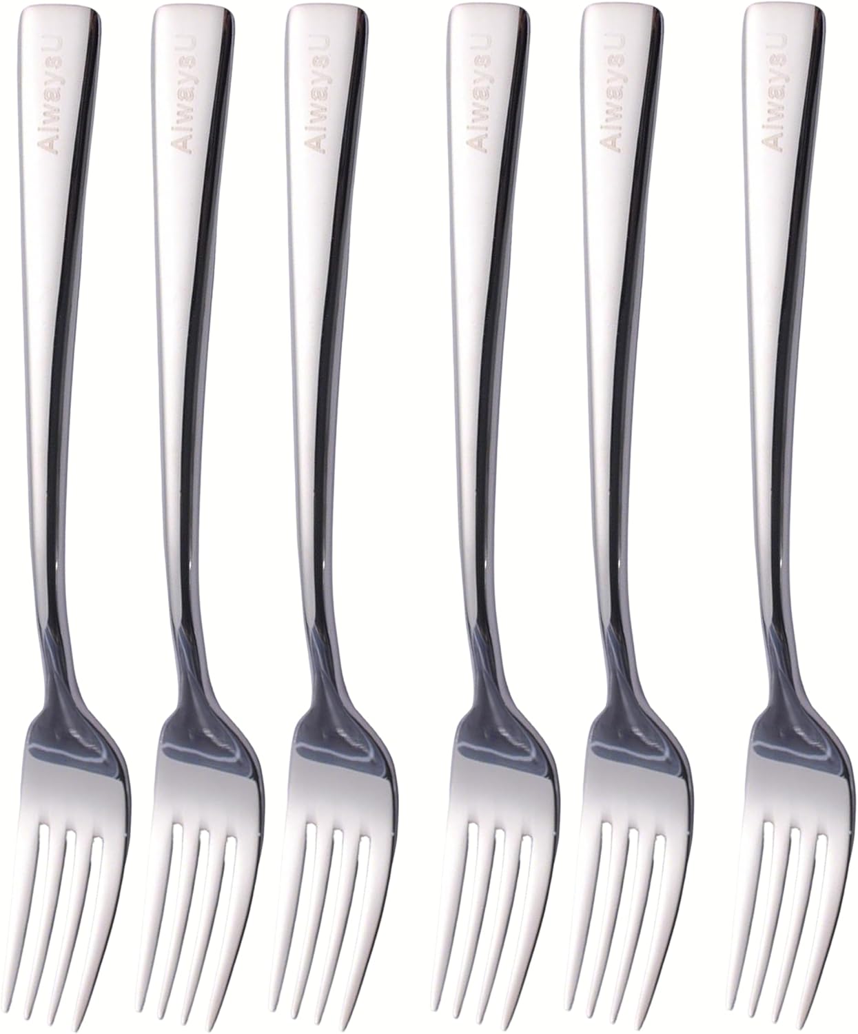 6 Piece Dinner Fork Set Rainbow Multicolor Stainless Steel Table Salad Dessert Fork Silverware Flatware Utensil Set Service for 6 Mirror Finish Dishwasher Safe 7.3 Inches