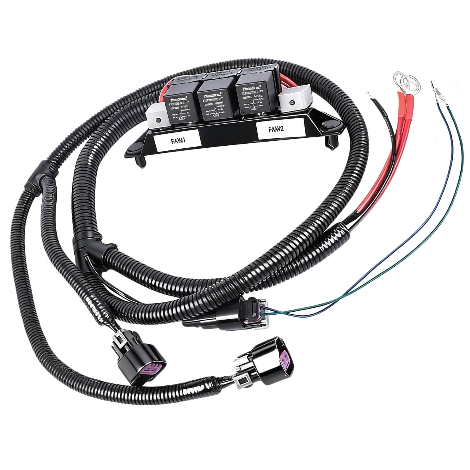 BSNOVT Dual Speed Electric Fan Control Wiring Harness Kit 674-00923, Compatible with Chevy Silverado Avalanche Suburban Tahoe GMC Sierra Yukon, Retrofit Stand Alone Electric Fan Harness