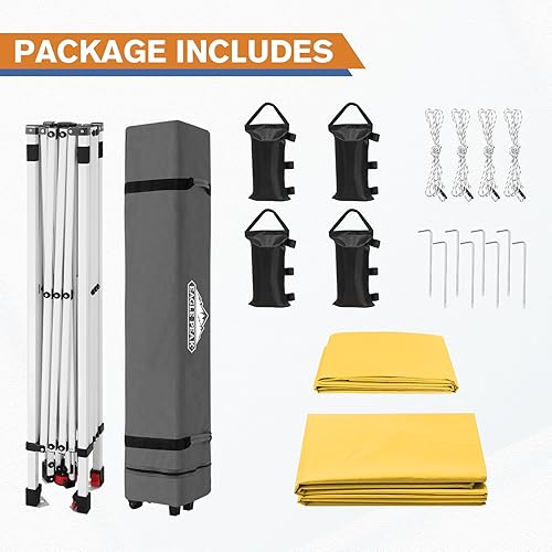 Miniatura 86 de EAGLE PEAK - Tienda de campaña desplegable con toldo, 1 pared lateral, fácil de montar, tienda para eventos, protección solar para exteriores, bolsa