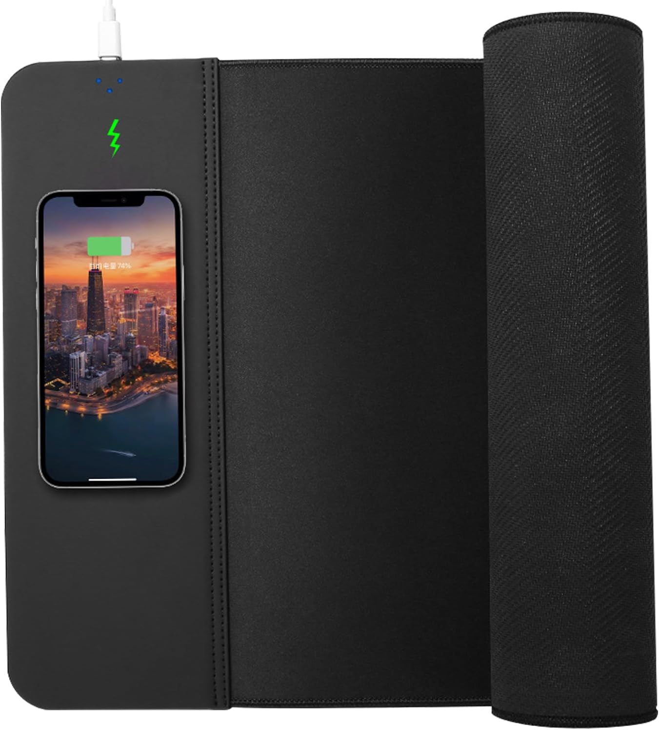 20W Wireless Charging Mouse Pad (Left Side),Desk Pad with Wireless