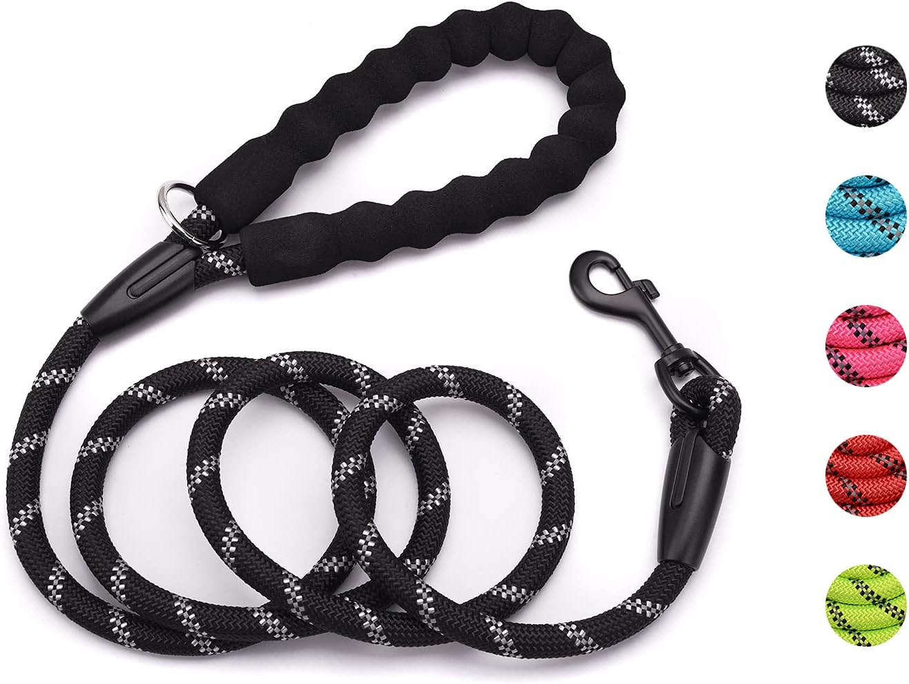 Rope Dog Leash for Small to Medium Dogs, Highly Reflective Threads Strong Dog Leash with Soft Padded Handle, Puppy Leash for Running and…