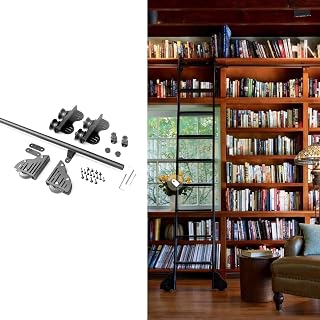 Sliding Library Rolling Ladder Kit 3.3ft- 20ft infällbar rullande stege hårdvara Bibliotek glidande stege hårdvara kit med golv rullhjul, runda rör mobila stege spår