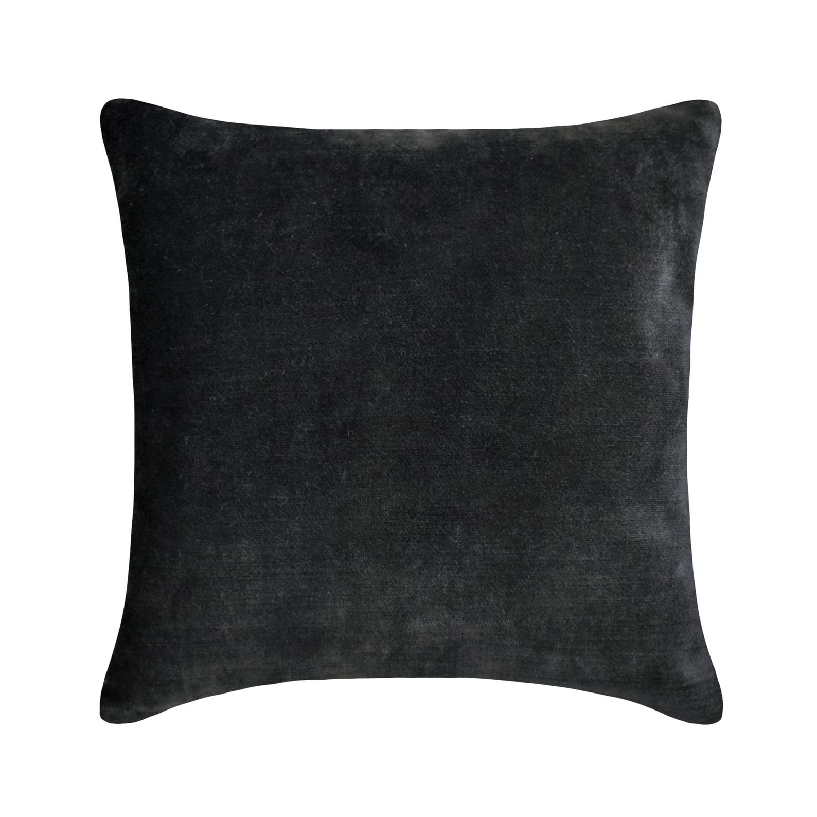 The HomeCentric Decorative Grey Pack of 2, 35x35 cm (14"x14") Toss Cushion Covers, Velvet Double Side, Top Zipper Faux Leather Puller Toss Cushion Covers, Solid Color Modern Style - Velvet Grey Jules — image 1