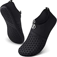 SEEKWAY Quick-Dry Water Shoes Aqua Socks Barefoot Slip-On for Beach Pool Swim Surf Yoga - Men Women Black SK001