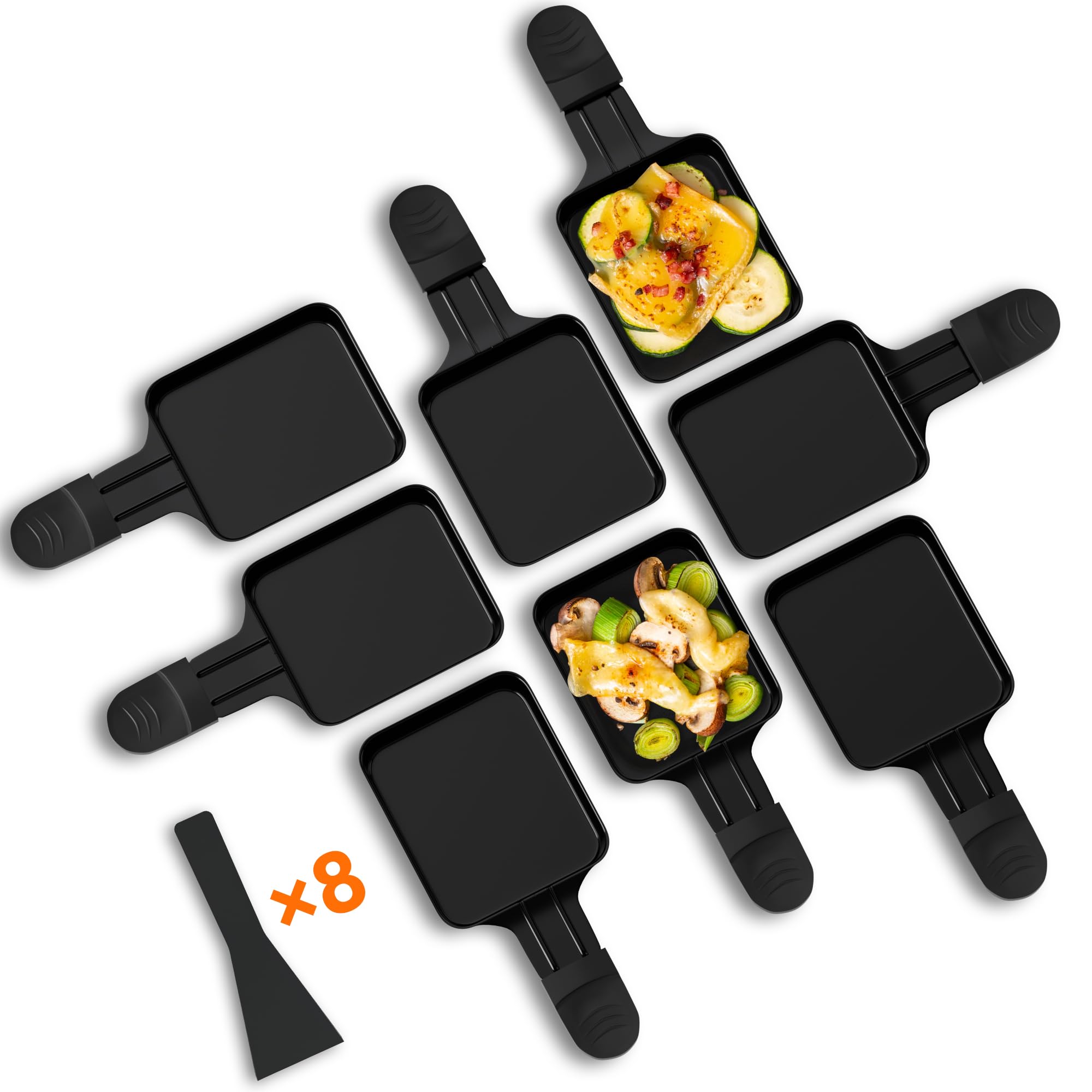 4 Mini Padelle Per Raclette Antiaderenti - Con 4 Spatole Nylon, Manici Colorati Antiscottatura - Foto 10