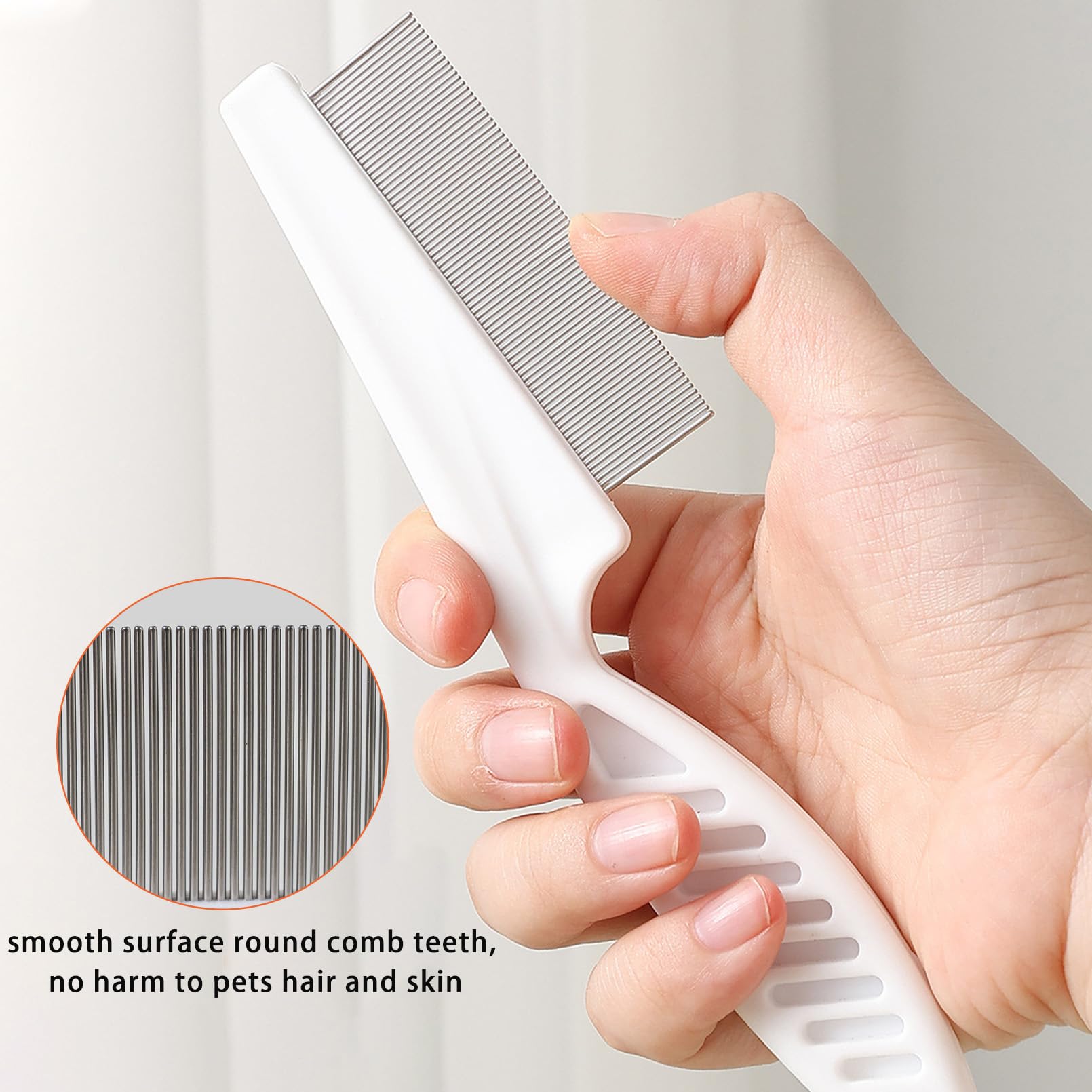 4 Pièces Peigne Anti Puces pour Chien et Chat, Anti Poux D'animaux avec Tête en Métal pour le Toilettage du Visage et Des Pattes - Cheveux Longs (Blanc)