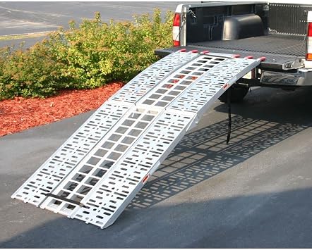 Black Widow 7.5' Motorcycle Loading Ramp, 1,500 lb Cap | Ride up ramp, truck, trailer, stores compactly, aluminum, three pieces