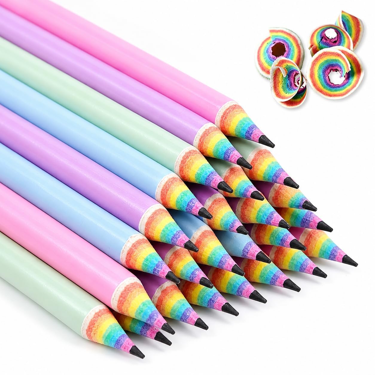 Funver 12 Pack Recyclable Paper Pencils Rainbow Pencils HB Pre Sharpened