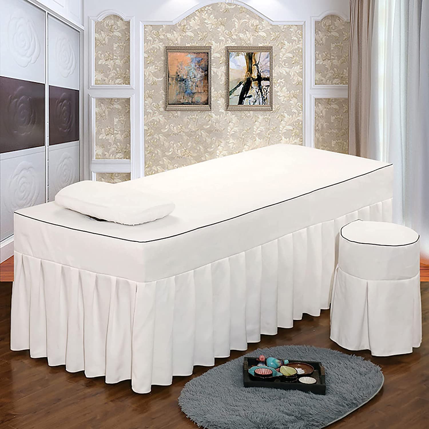 cieradeł na stół do masażu z mikrofibry, jednolity kolor obrus do masażu, oddychający, wielokrotnego użytku na pościel do łóżka (190x80 cm (75x31 cali) jasnoniebieski) (190x80 cm (75x31 cali) zielony)