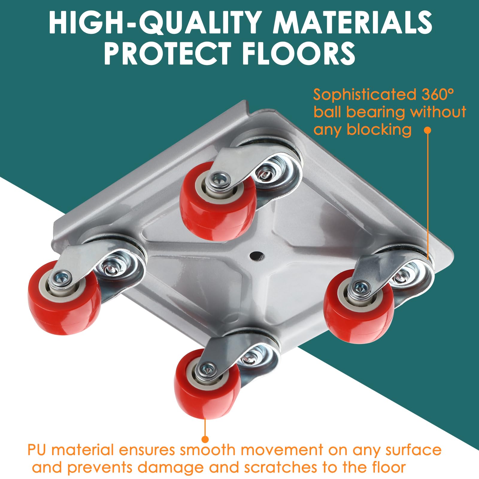 roulettes pour Meubles Lourd,Leve Meuble avec 4 Roues Pivotantes à 360° pour Le Deplace Meubles Lourds Mobiles,Capacité de Charge de 600KG (Argent)