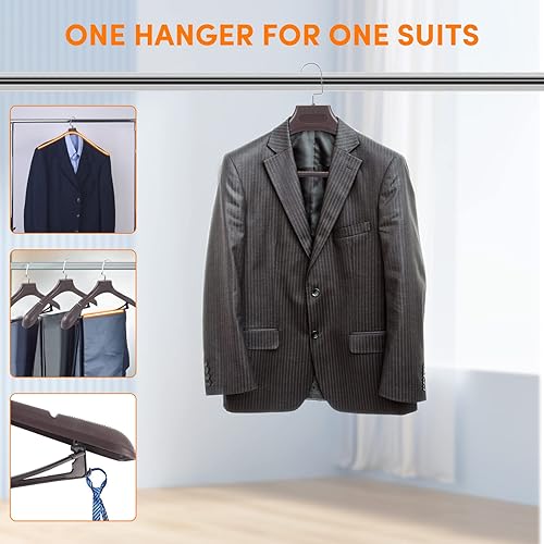 Miniatura 5 de DEDU Perchas de plástico extra anchas para hombre, paquete de 15 ganchos de 17.1 pulgadas de ancho, perchas marrones para suéter sin abultamiento de