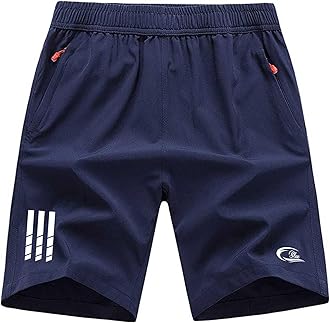 CBlue Men's Outdoor Quick Dry Lightweight Sports Shorts with 2 Zipper Pockets, Breathable Hiking Running Gym Workout Athletic Shorts