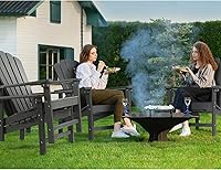 Vista 63 de Sillas Adirondack apilables, juego de 2, silla de fuego resistente al clima para césped, porche, terraza, ahorro de espacio, HDPE para exterior