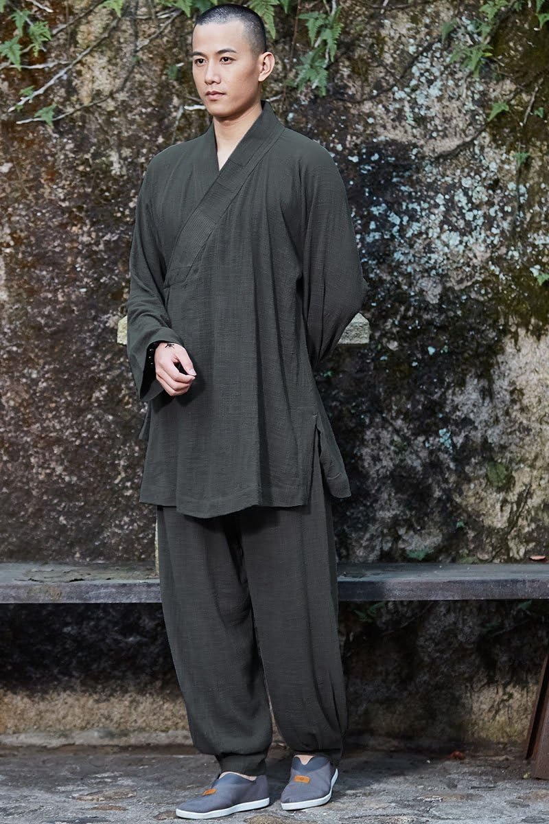 ZanYing Zen Clothing Sets Monk Buddhist Outfit Long Shirt Wide Leg Pants