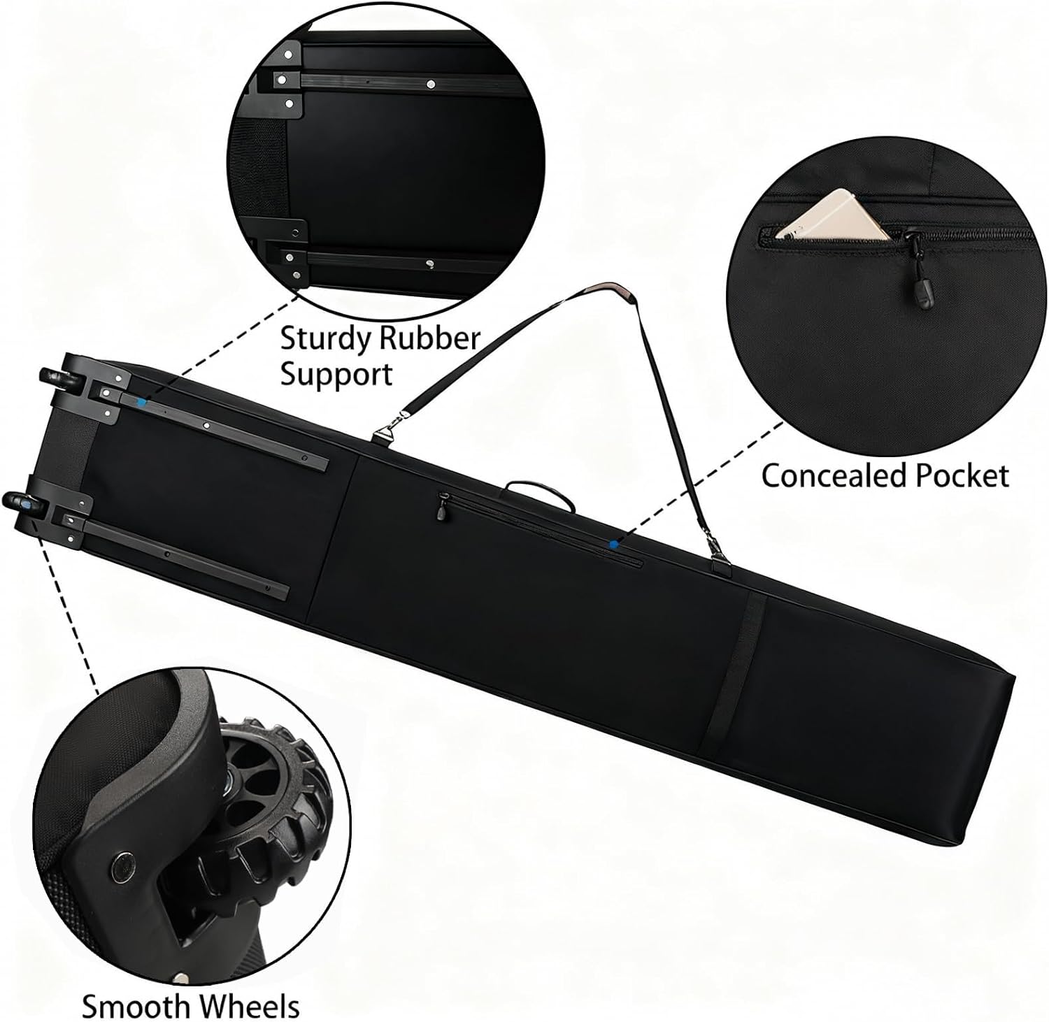 WOLT Rolling Ski Bag,Padded Snowboard Bag with Wheels for Air Travel, Fit to Double Pairs of Skis up to 175 or 190 cm - Image 7