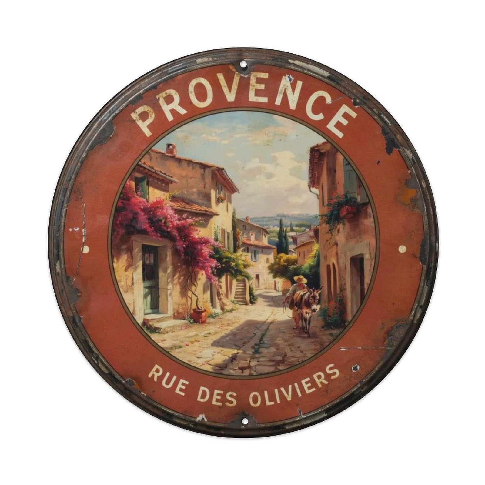 French Oil Painting Style. Metal Tin Sign Plaque