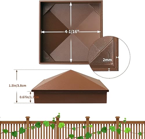 Miniatura 37 de Azdele True - Tapa de poste piramidal de aluminio resistente de 6 x 6 pulgadas, recubrimiento en polvo negro mate solo para postes de madera de 6 x