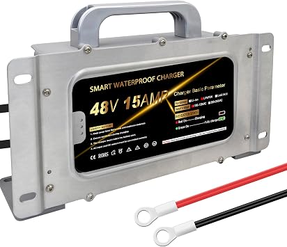 58.4V 15A Lithium Onboard Battery Charger for 48V 51.2V 16S LiFePO4 Battery, IP67 Waterproof Smart Charger for Golf Cart RV Truck Boat Home