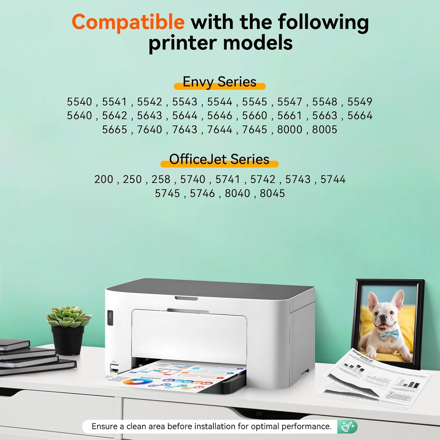 InkID Printer Ink 62 Compatible for HP 62XL Ink Cartridge Combo Pack Black/Color Fit for Envy 7640 5660 5540 7645 7644 5643 5640 5661 5642 7643 OfficeJet 250 200 5740 5741 5745 Printer (2 Pack)