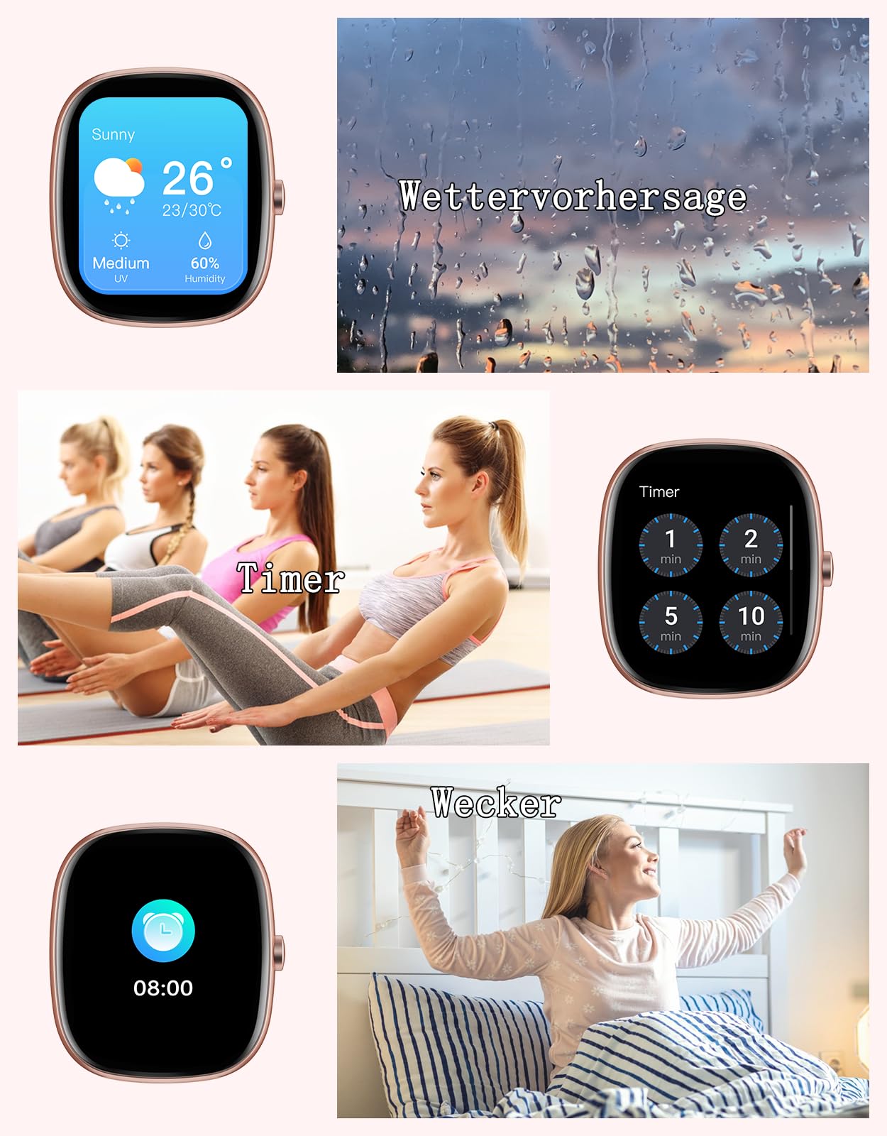 Smartwatch Damen Herren mit Telefonfunktion,1.85" HD Screen Fitnessuhr | SpO2/Herzfrequenz/Schlafmonitor/Schrittzähler 100+Sportmodi,IP68 Wasserdicht,Whatsapp Benachrichtigung für Android iOS Handy