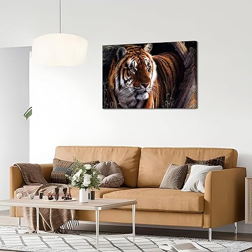 Miniatura 4 de KLVOS Lienzo decorativo para pared con diseño de animales salvajes, imágenes de tigre real de Bengala para pintura de pared, arte contemporáneo