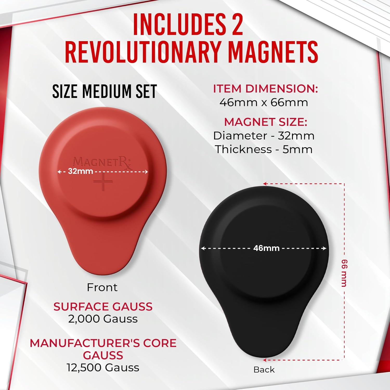 MagnetRX® Neodymium Biomagnetic Magnet Kit – Imanes para Biomagnetismo Médico – Dr Goiz Biomagnetic Therapy Magnets for Bio Magnet Pair – Biomagnetism Magnets with Silicone Covers (Medium | 2 Units)