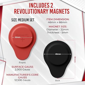 MagnetRX Neodymium Biomagnetic Magnet Kit Imanes para Biomagnetismo Medico Dr Goiz Biomagnetic Therapy Magnets for Bio Magnet Pair Biomagnetism Magnets with Silicone Covers (Medium | 2 Units)