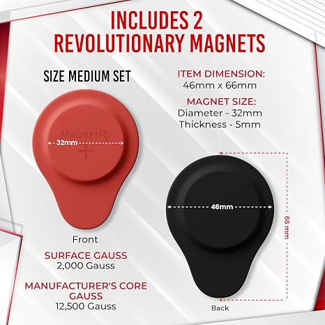 MagnetRX Neodymium Biomagnetic Magnet Kit Imanes para Biomagnetismo Medico Dr Goiz Biomagnetic Therapy Magnets for Bio Magnet Pair Biomagnetism Magnets with Silicone Covers (Medium | 2 Units)