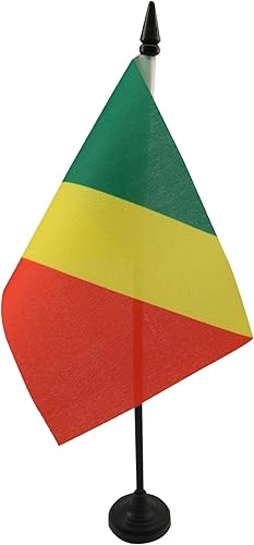 Miniatura 372 de Bandera de mesa Sierra Leona de 5 x 8 pulgadas, bandera de escritorio de Sierra Leona, 8.3 x 5.5 in, barra y base de plástico negro AZ FLAG