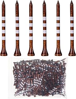 Bamboo Golf Tees 200 Pack 2-3/4 & 3-1/4 inch Length | 4 Line Marking Natrual Biodegradable Bamboo Golf Tees, Sturdy and Stable Golf Tees