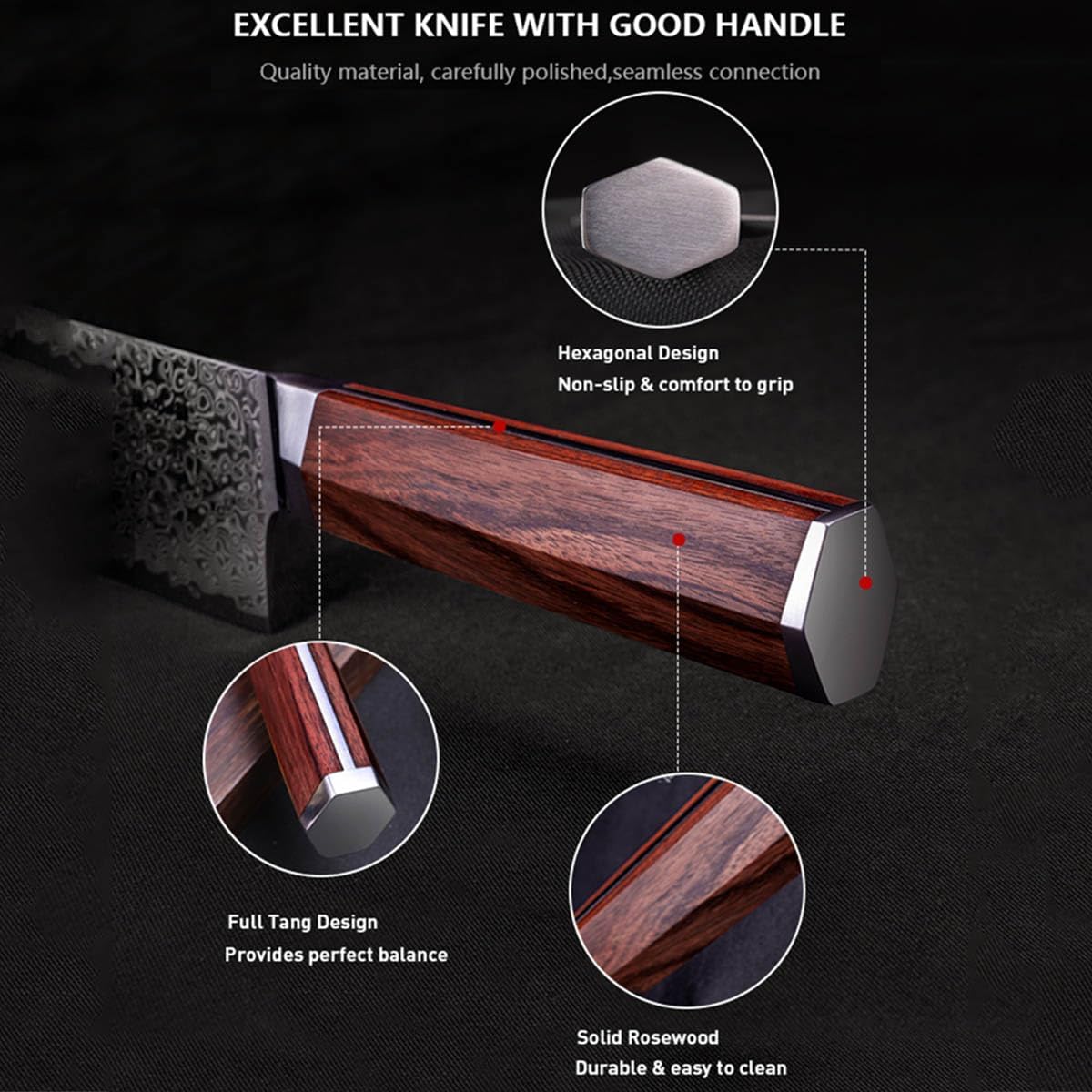 Damascus Steak Knives Set of 6,Damascus VG10 Steel and Wooden Steak Knife Set,Sharp Non-Serrated Edge,Natural Wood Handle - Ideal for Table Dinners and Fruit Pairing