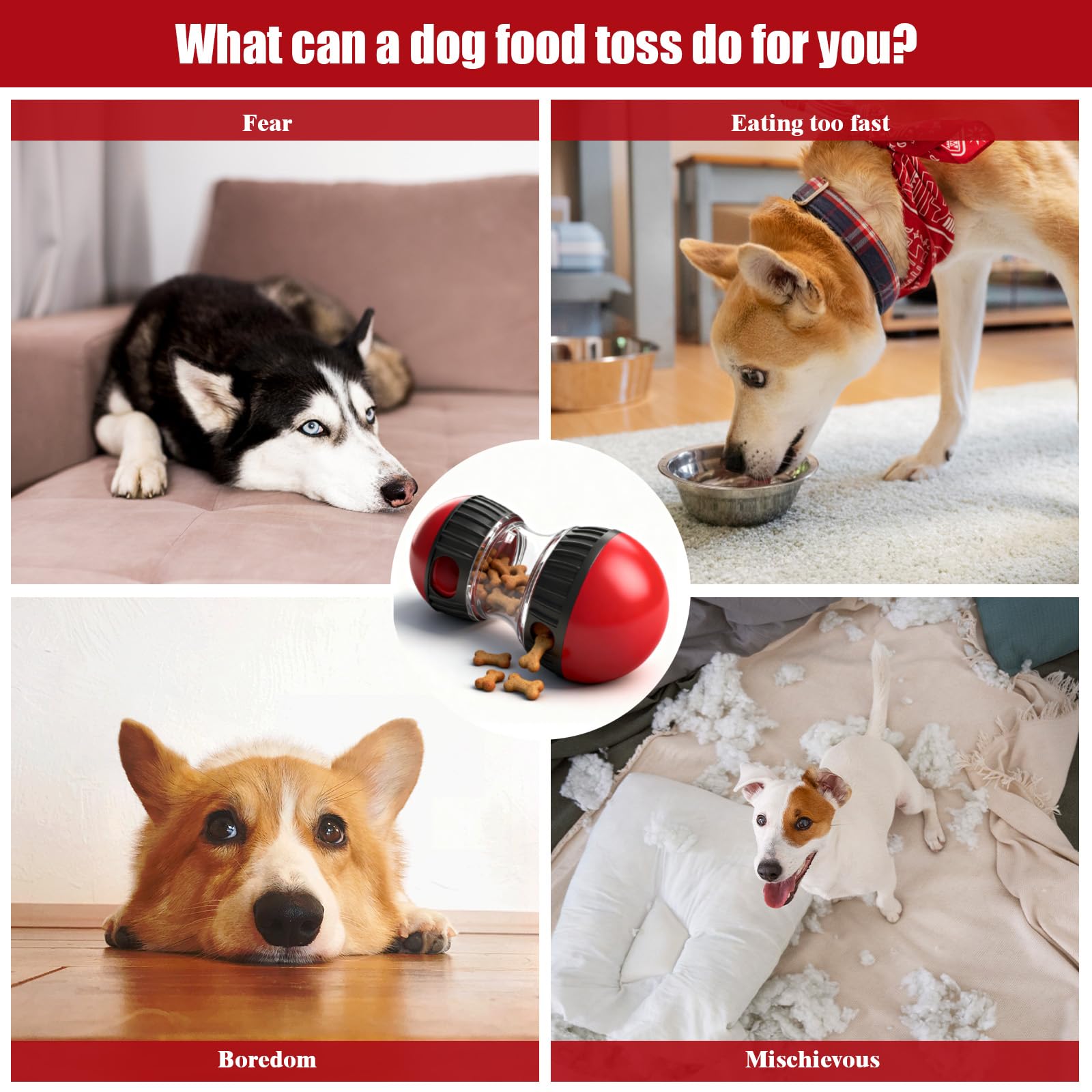 Giochi Interattivi per Cani, Giocattolo Intelligenza Cani, Interattivo Mangiatoia Lenta Che Migliora Digestione, Divertente Gioco di Occupazione per Perde Gatto Cane Distribuisce Cibo